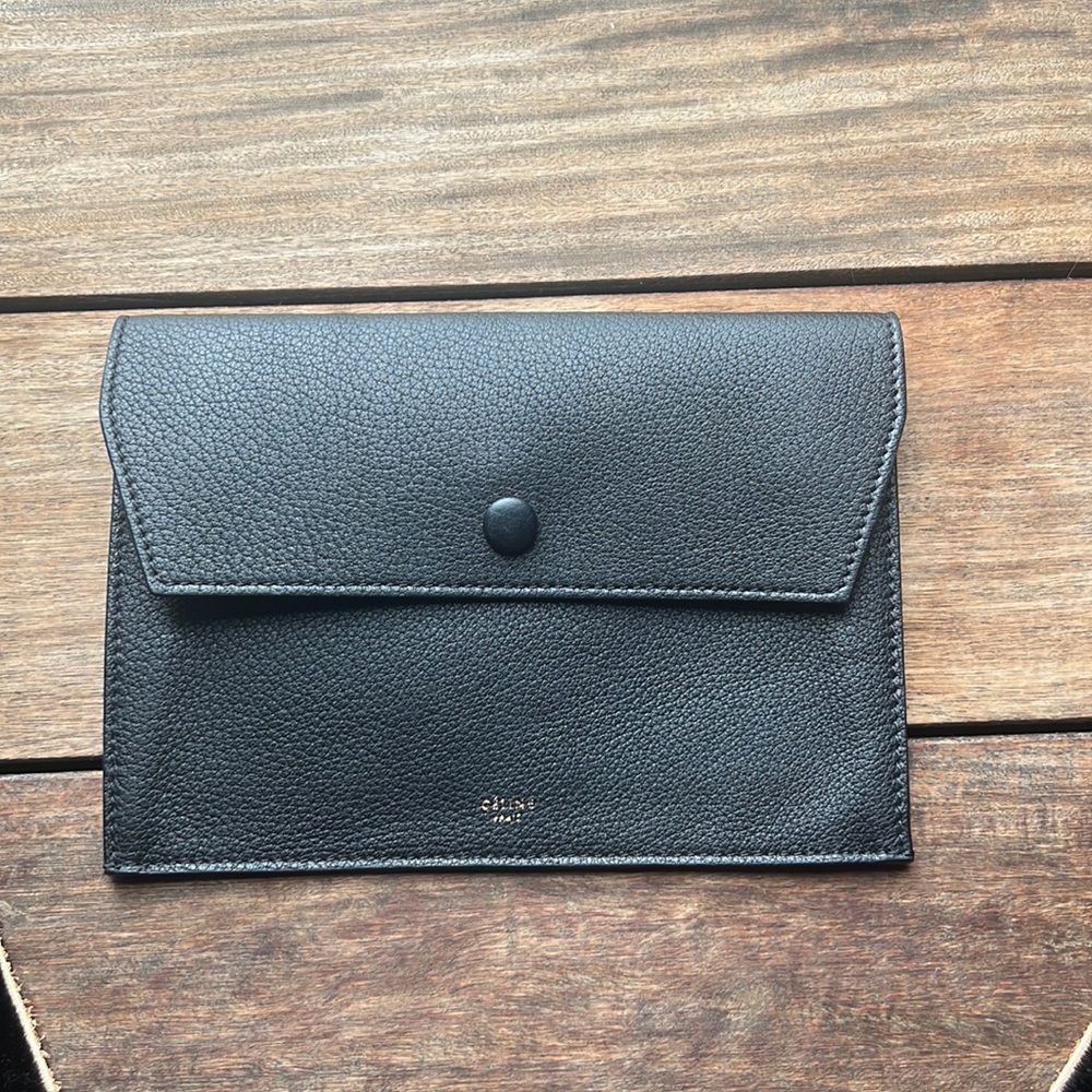 Celine black leather pouch / clutch